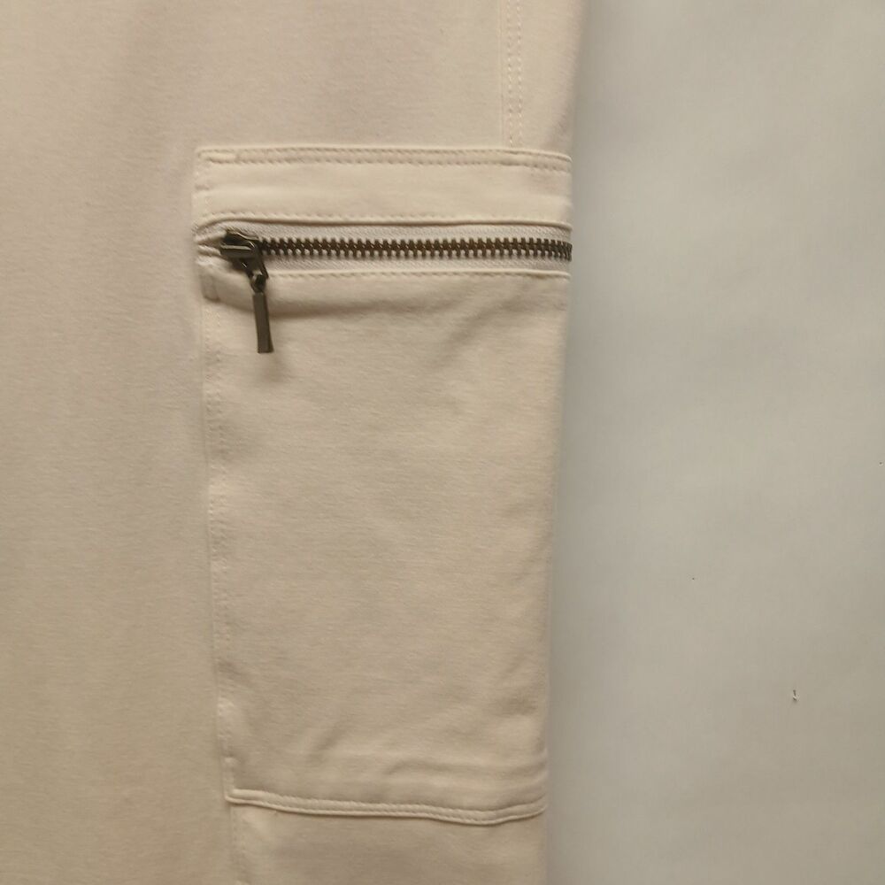 SUSAN GRAVER Weekend Cargo Pants Women's Cream/Off White Pull-On Stretch Medium - Picture 6 of 10